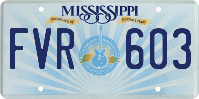 MS license plate FVR603