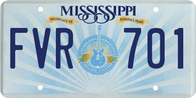 MS license plate FVR701
