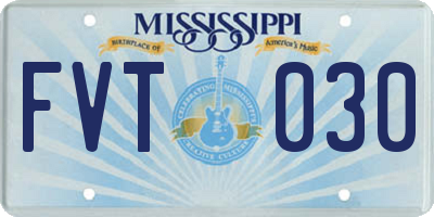 MS license plate FVT030