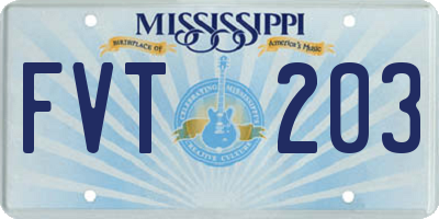 MS license plate FVT203