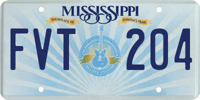 MS license plate FVT204
