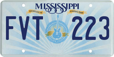 MS license plate FVT223