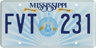 MS license plate FVT231
