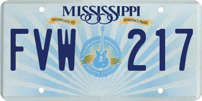 MS license plate FVW217
