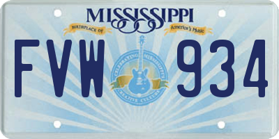 MS license plate FVW934