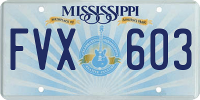 MS license plate FVX603