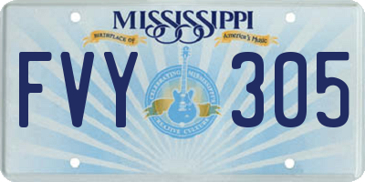 MS license plate FVY305