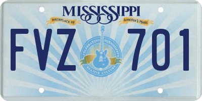 MS license plate FVZ701