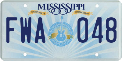 MS license plate FWA048