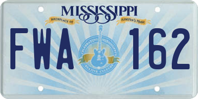 MS license plate FWA162