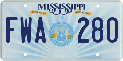 MS license plate FWA280