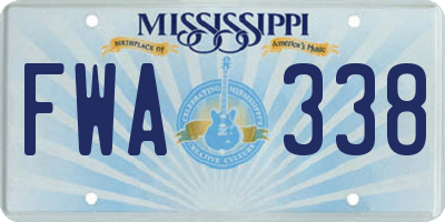 MS license plate FWA338
