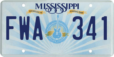 MS license plate FWA341