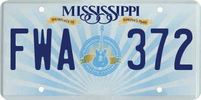 MS license plate FWA372