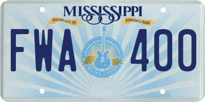 MS license plate FWA400