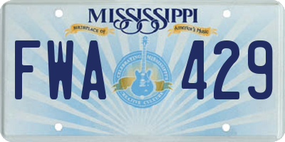 MS license plate FWA429