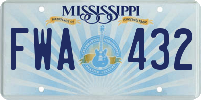 MS license plate FWA432