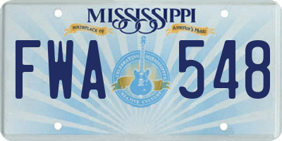 MS license plate FWA548