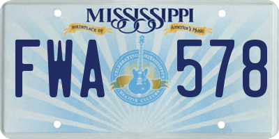 MS license plate FWA578