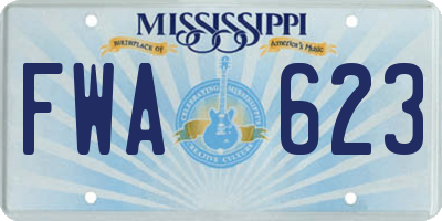 MS license plate FWA623