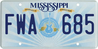 MS license plate FWA685