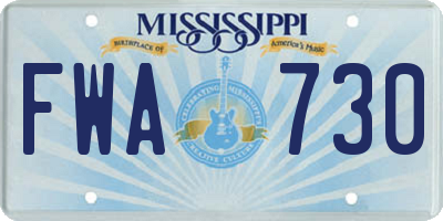 MS license plate FWA730