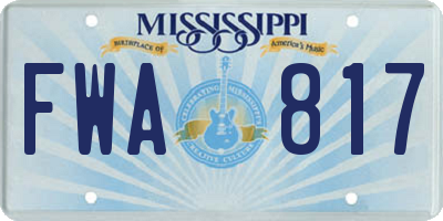 MS license plate FWA817