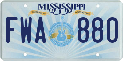 MS license plate FWA880