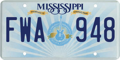 MS license plate FWA948