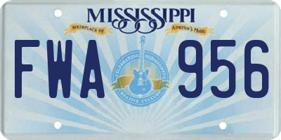 MS license plate FWA956