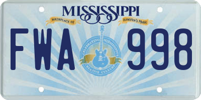 MS license plate FWA998