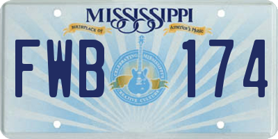 MS license plate FWB174