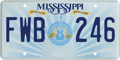 MS license plate FWB246