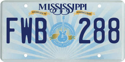 MS license plate FWB288