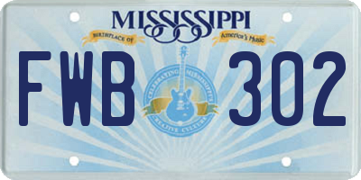 MS license plate FWB302