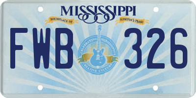 MS license plate FWB326