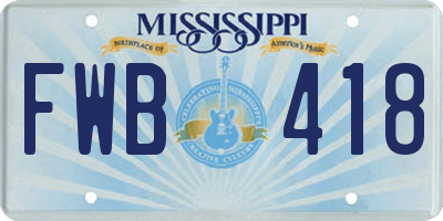 MS license plate FWB418