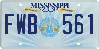 MS license plate FWB561