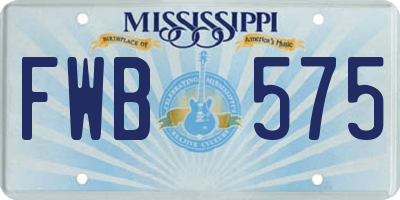 MS license plate FWB575