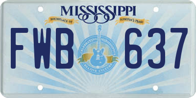 MS license plate FWB637