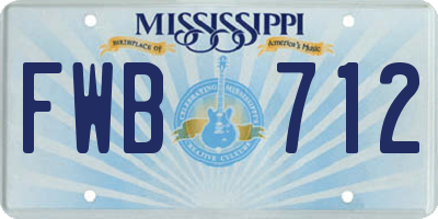 MS license plate FWB712