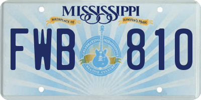 MS license plate FWB810