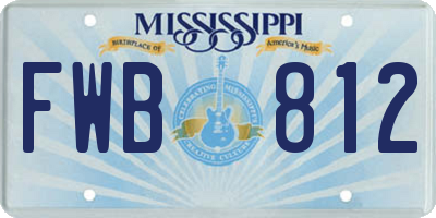 MS license plate FWB812