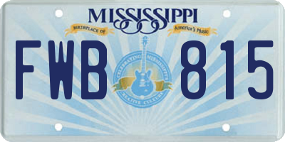 MS license plate FWB815