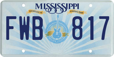 MS license plate FWB817