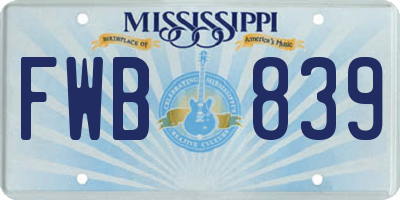 MS license plate FWB839
