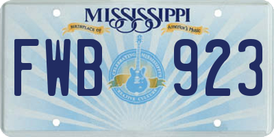 MS license plate FWB923