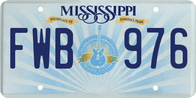 MS license plate FWB976