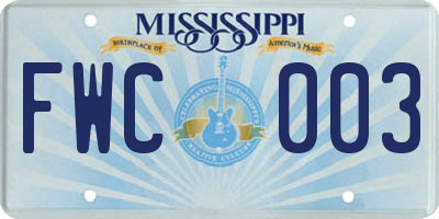 MS license plate FWC003