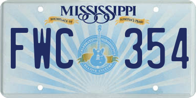 MS license plate FWC354